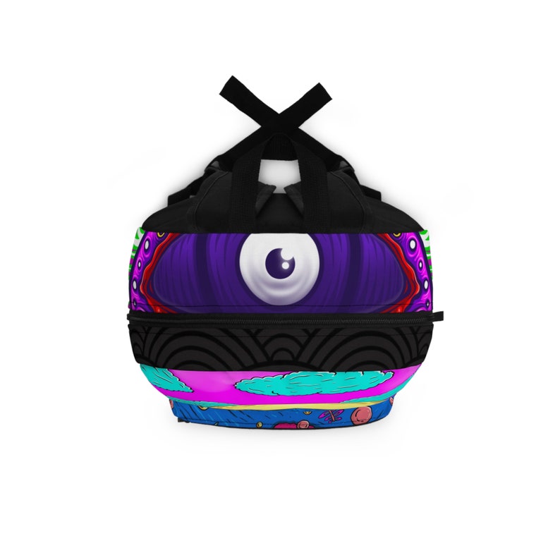Psychedelic Mushroom Backpack | Trippy Aesthetic Bag | Stoner Accessories | Festival Backpack | Laptop Bookbag | Psychedelic Core Bag image 8