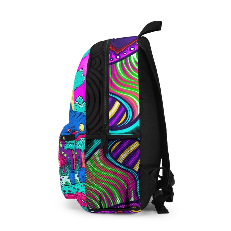 Psychedelic Mushroom Backpack | Trippy Aesthetic Bag | Stoner Accessories | Festival Backpack | Laptop Bookbag | Psychedelic Core Bag image 7