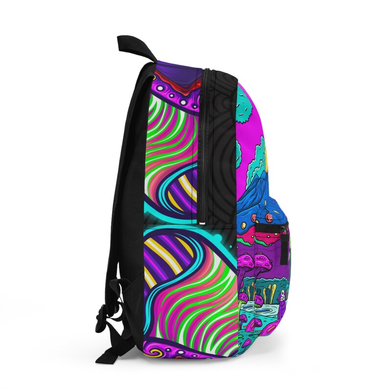 Psychedelic Mushroom Backpack | Trippy Aesthetic Bag | Stoner Accessories | Festival Backpack | Laptop Bookbag | Psychedelic Core Bag image 6