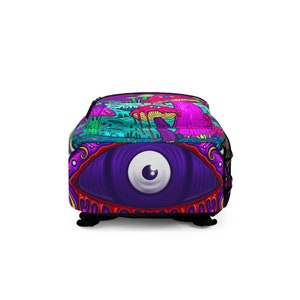 Psychedelic Mushroom Backpack | Trippy Aesthetic Bag | Stoner Accessories | Festival Backpack | Laptop Bookbag | Psychedelic Core Bag image 9