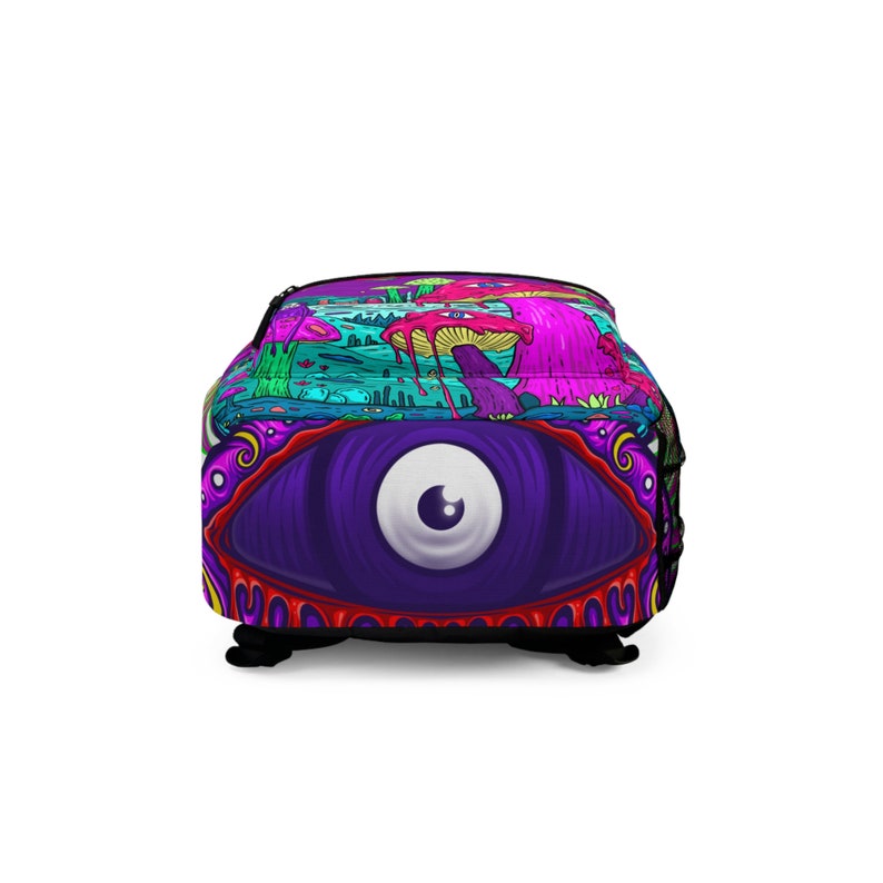 Psychedelic Mushroom Backpack | Trippy Aesthetic Bag | Stoner Accessories | Festival Backpack | Laptop Bookbag | Psychedelic Core Bag image 9