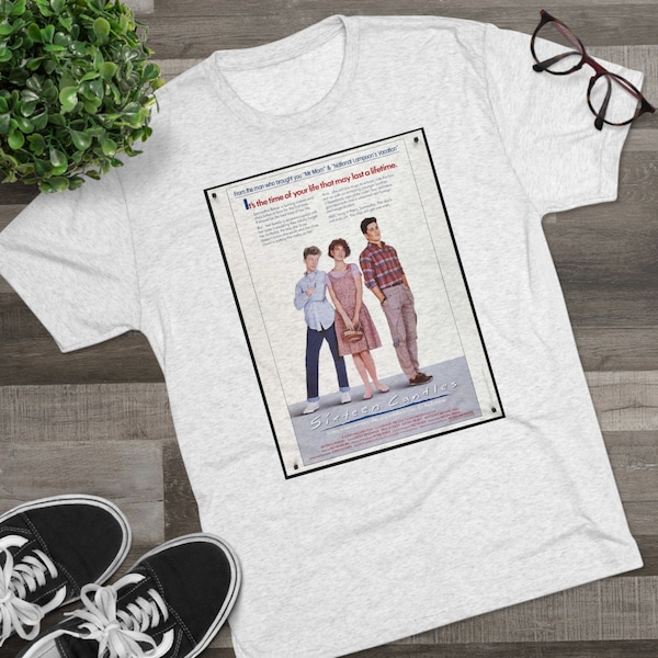 Sixteen Candles 80s Movie Poster Molly Ringwald Unisex Tri-Blend Crew T-Shirt Tee