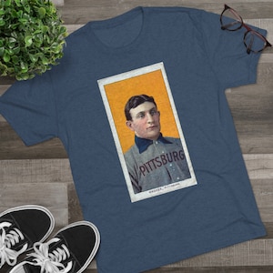 Honus Wagner 1909 T206 Baseball Card Unisex Tri-Blend Crew T-Shirt