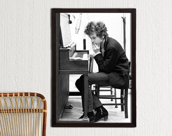 Framed Bob Dylan Poster Canvas, Black And White Bob Dylan Lyrics Blowin' in the Wind 1960s 1970s Music Print American Folk Music