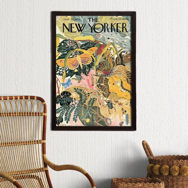 Framed 23 June 1945 New Yorker Cover, Vintage Retro New Yorker Magazine Cover by Ilonka Karasz, New Yorker Print, Warm Soft Summer Pastel