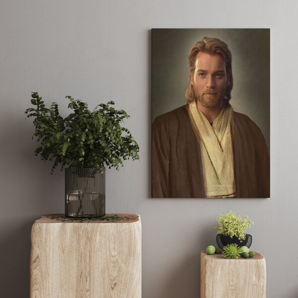 Space Jesus Leinwand Inspiriert von Hofmanns Jesus Oil Painting Style Poster | Hochwertiger Druck, Obi- Wan Leinwanddruck, Eine Geschenkidee