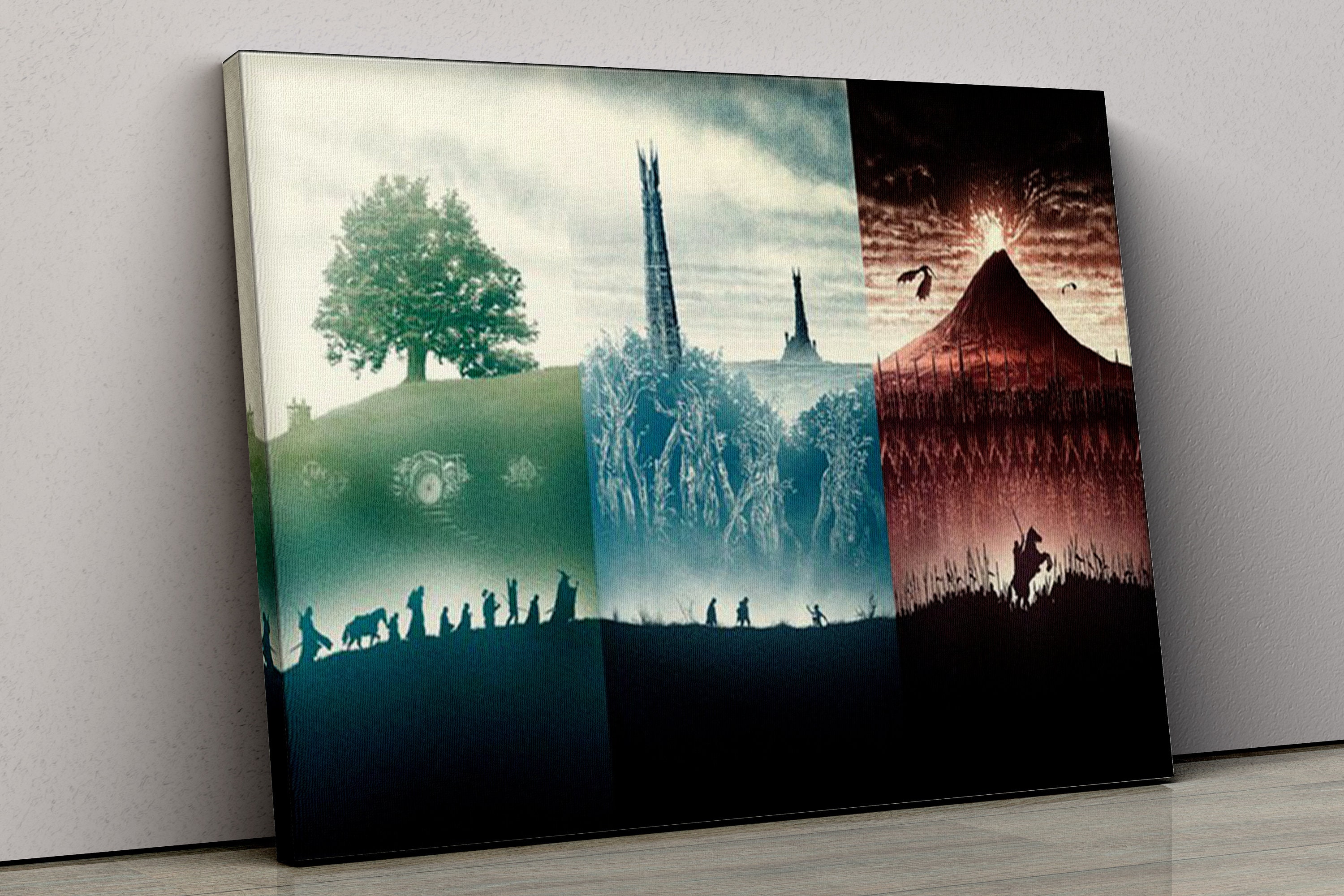 Lord of the Rings Poster 3 Set Framed Trilogy Lotr Wall Art, Movie