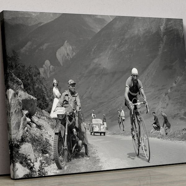 Tour de France 1950 Photography Canvas, Tour De France Poster, Gino Bartali Poster Print, Cycling Decor, Bike Poster Bike Wall Art Gift Idea