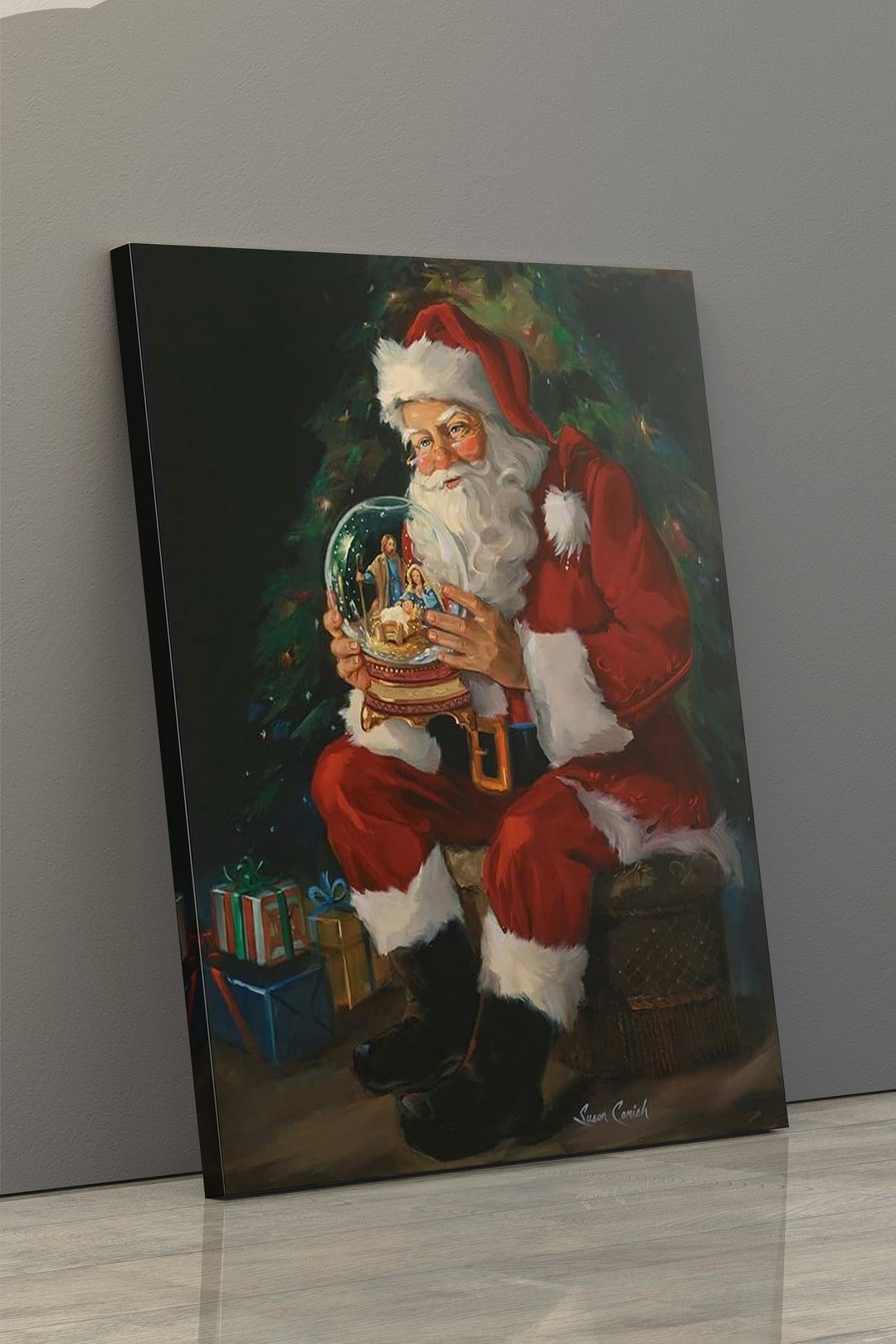 Santa Claus Canvas Christmas Canvas Wall Art Santa Claus Etsy