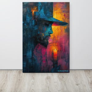 Contemplative Judaica Art: Limited Edition-  Portrait of a Hassid or a Rabbi with Candlelight – Light Over Darkness (Only 5 Available)