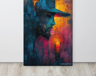 Hassidic Man with Candle Art: Limited Edition Judaica Canvas