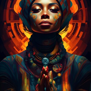 Sacred Essence - Unique African Canvas Art | Modern African Art Print, African Wall Art, Abstract African Art, Cultural Heritage Decor 24x36