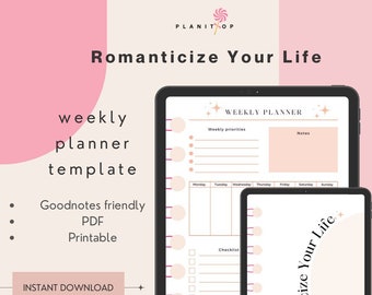 Romanticize Your Life Weekly Planner Template, Goodnotes Planner, PDF planner, Printable Planner, Digital Planner