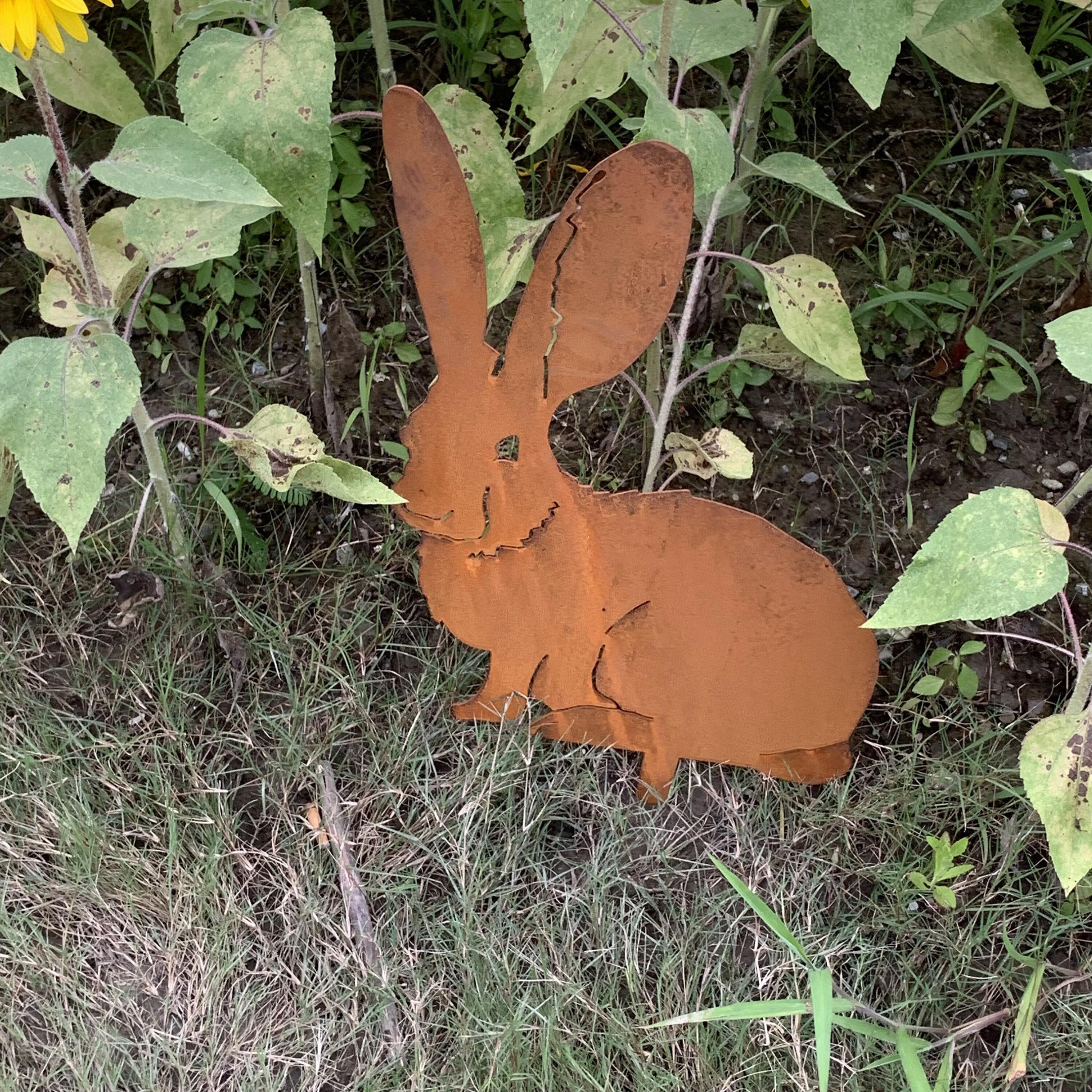 Metal Bunny Garden Stake | Rusted Metal Yard Art | Rabbit Silhouette | Garden Gifts | Housewarming Gift