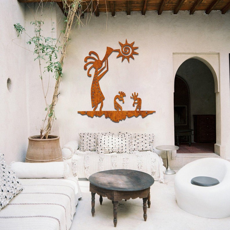 Metal Kokopelli Parade Metal Wall Art Rusted Southwest Sonoran Desert