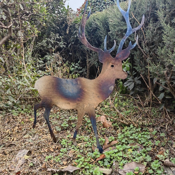Metal Deer Silhouette Yard Art Etsy