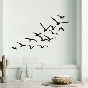 Decorazione murale in metallo con stormo di uccelli, decorazione murale con uccelli in acciaio, arredamento unico per la casa, cartello con uccelli, decorazione murale per soggiorno, decorazione per casa sulla spiaggia, regalo di inaugurazione della casa