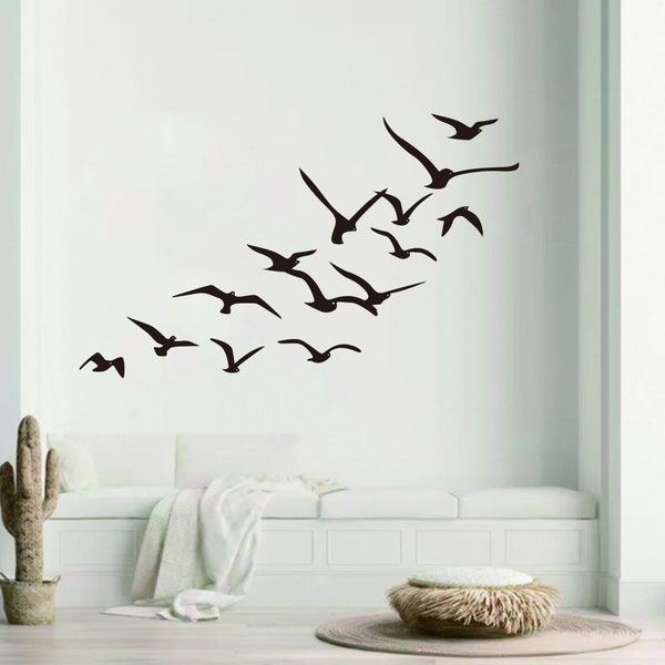 Troupeau en métal d’art mural d’oiseaux, décor mural d’oiseaux en acier, décor unique de maison, signe d’oiseaux, art mural de salon, décor de maison de plage, cadeau de pendaison de crémaillère