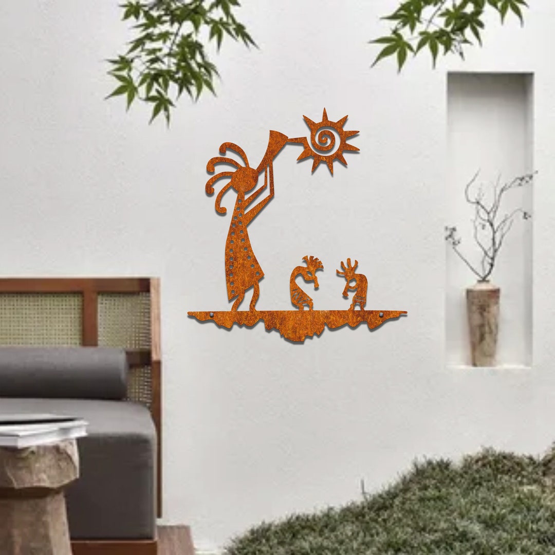 Metal Kokopelli Parade Metal Wall Art Rusted Southwest Sonoran Desert