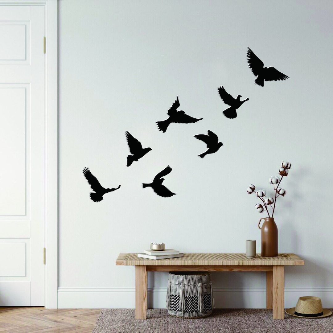 Metal Flying Birds Wall Art Decor Metal Bird Art Silhouette Etsy