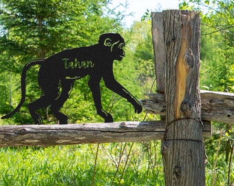 Monkey Metal Stake, Lovely Monkey Silhouette, Black Metal