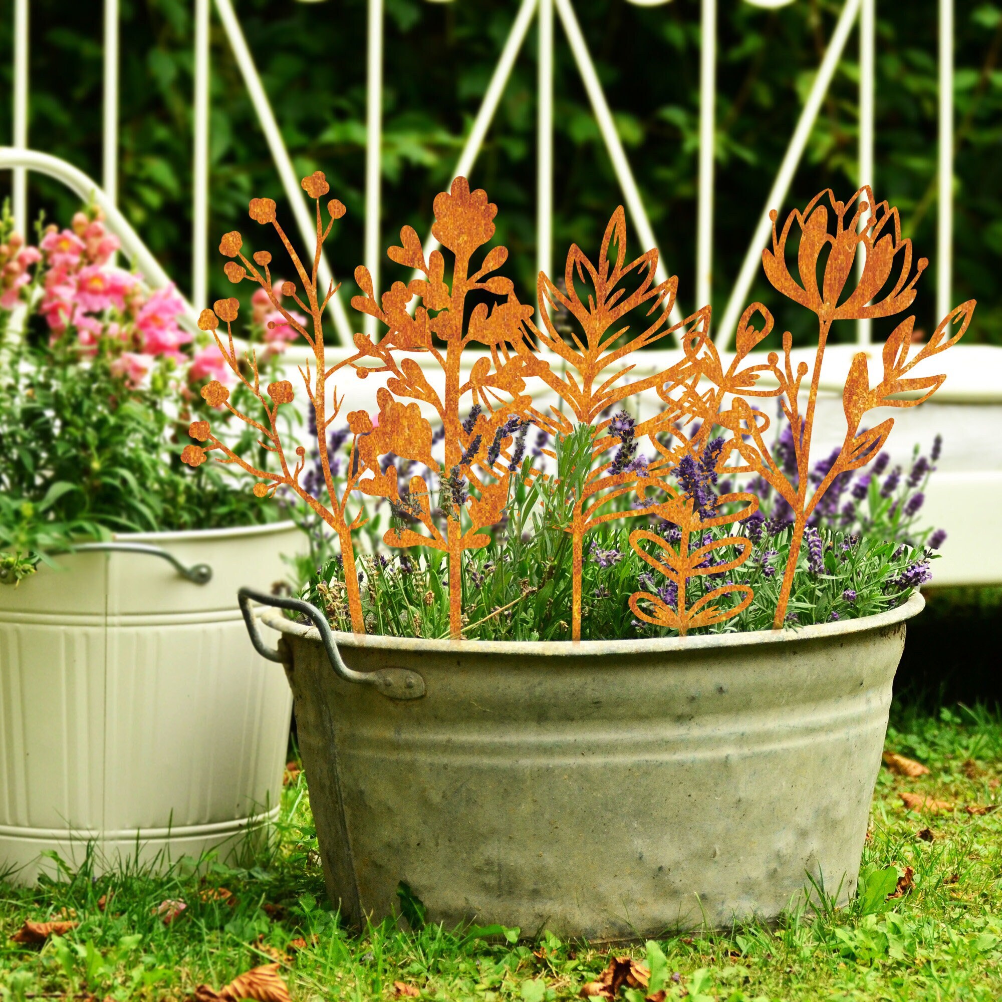 Rusted Metal Flower and Plant Bouquet for Garden Decor Rustic Etsy