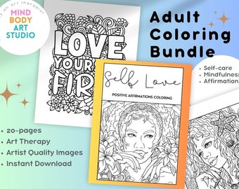 Self-Love | Mental Wellness Coloring Bundle | Printable | Digital | Mindful Coloring | Anxiety  | Emotional Regulation | Stress Management*