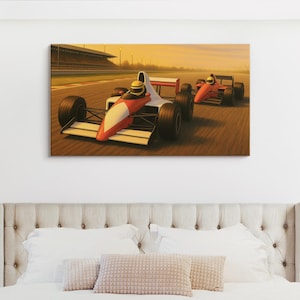 Vintage F1 Rivalry Art Print - McLaren vs Ferrari Retro Wall Decor