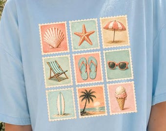 Vintage Beach Stamp PNG, Retro Coastal Summer Vacation Design (Digital Download)