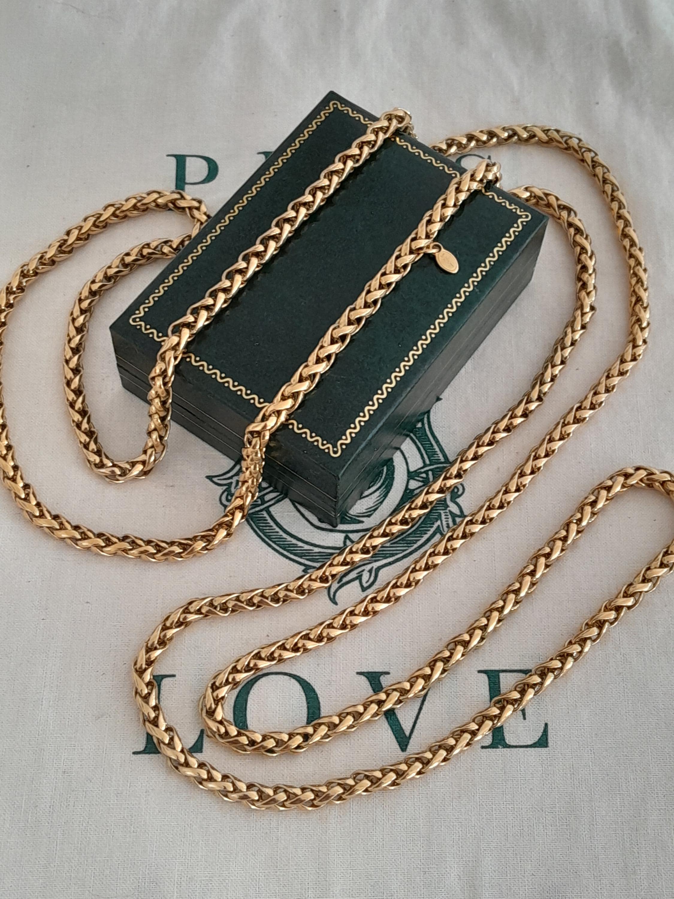Vintage Monet Gold Wheat Chain Necklace, 1950's Designer Jewellery