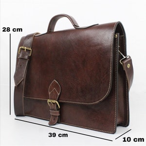 Maletín de cuero para computadora portátil, color marrón cartera, porta documentos: duradero, elegante y formal para el trabajo, oficina, universidad, viajes de negocios imagen 3