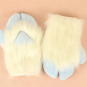 Squeak Sheep Fursuit Paws Gloves White Goat Fluffy Paws Gloves Blue Furry Paws Gloves Unique Gift Gloves For Fursuit Fan Birthday Gift