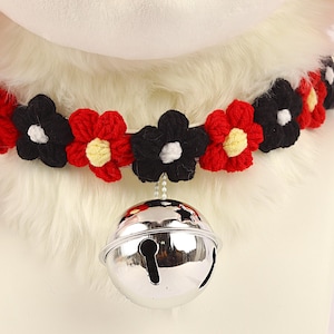 Collar de campana para cabeza de fursuit con flores, collar de campana floral plateado/dorado, collar de cosplay, accesorios de decoración para fursuit, cinturón para cabeza de fursuit, collar