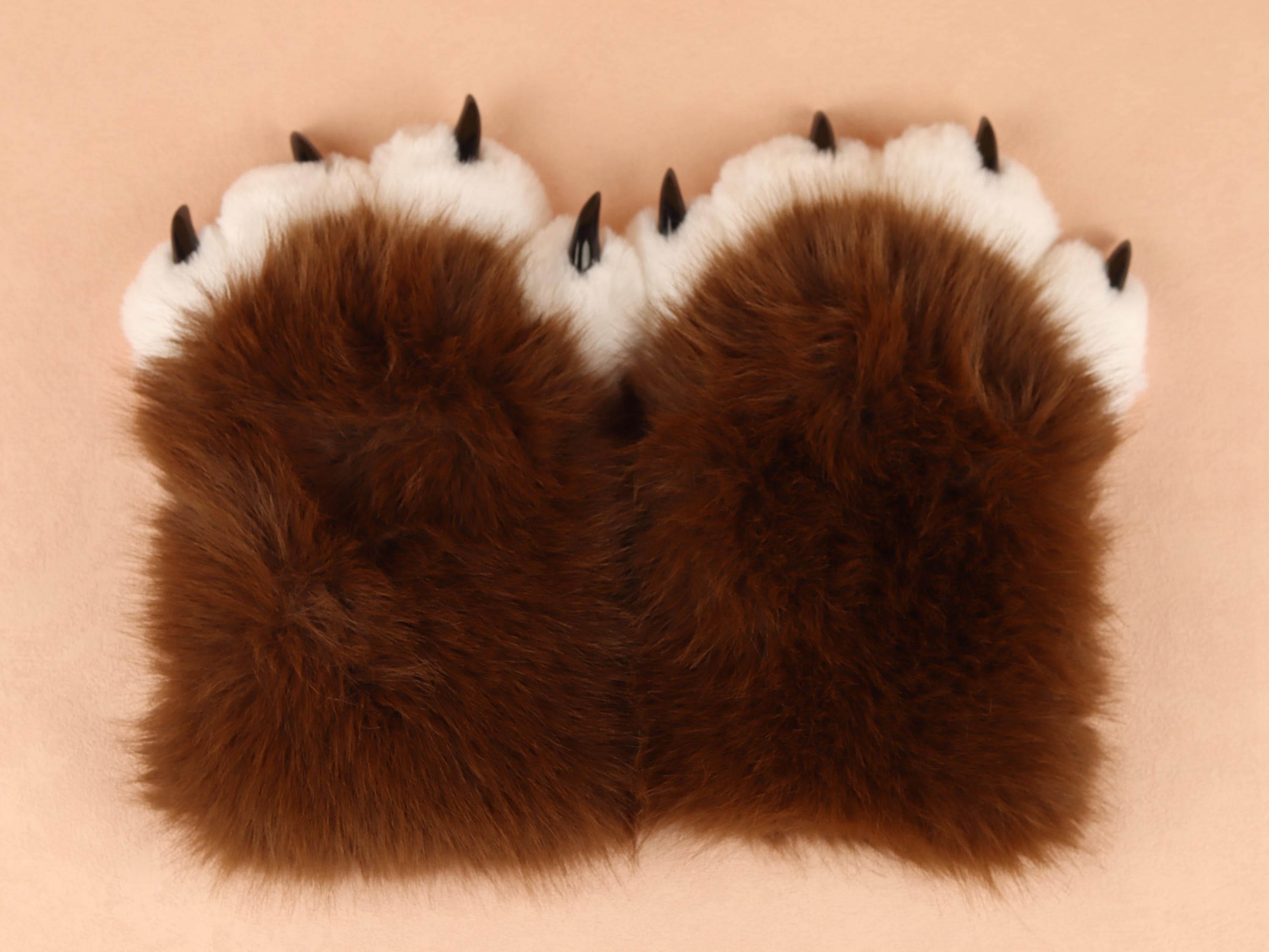 Squeaky Fursuit Paws Glove Cute Pink/White Fluffy Paw Gloves Furry Paws Gloves With Fingernails For Fursuit Accessories Furry Gift For Furry