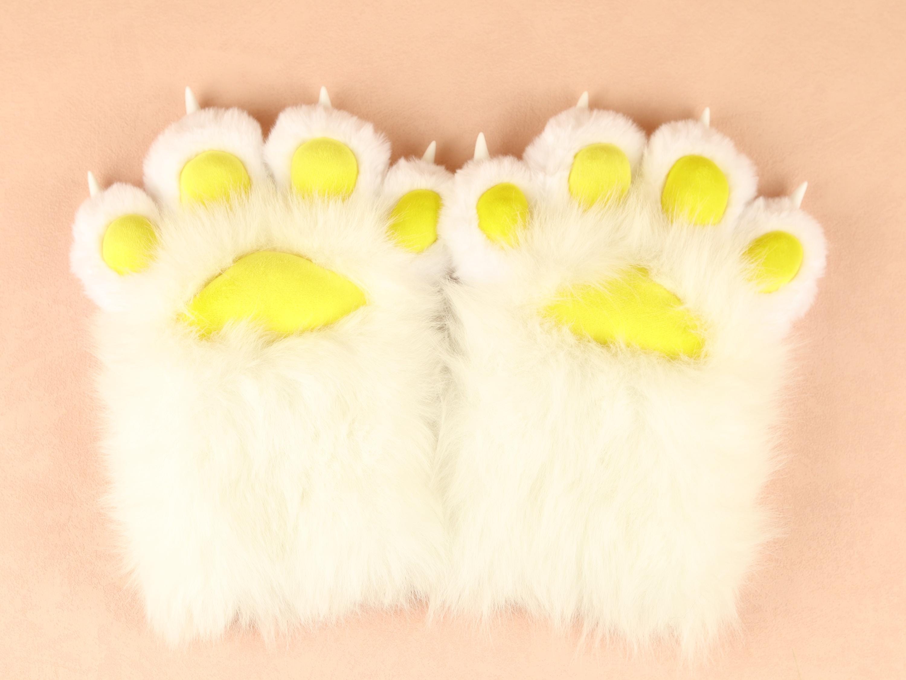 Squeaky Fursuit Paws Gloves Cute Black/Blue Fluffy Paw Gloves Furry Paw Glove With Fingernails For Fursuit Accessories Furry Gift For Friend