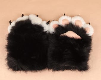 Squeaky Fursuit PawsGlove Brown Fluffy Paw Glove Pink Furry Paw Glove With/Without Fingernail Unique Gift Gloves For Fursuit Fan Unique Gift