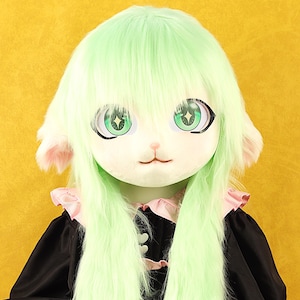 Kemono Cat Fursuit Head With Neck Kawaii Cute Furry Mask Kigurumi Mask Cosplay Furry Mask Cute Anime Mask Cheap Fursuit Unique Gift For Her