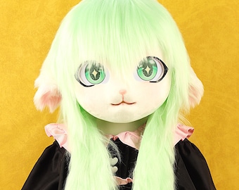 Kemono Cat Fursuit Head With Neck Kawaii Cute Furry Mask Kigurumi Mask Cosplay Furry Mask Cute Anime Mask Cheap Fursuit Unique Gift For Her