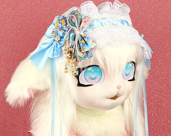 Kig Cute Cat Fursuit Mask With Neck Kawaii Furry Head Kigurumi Mask Cosplay Furry Mask Cute Anime Mask Cheap Fursuit Unique Gift For Her