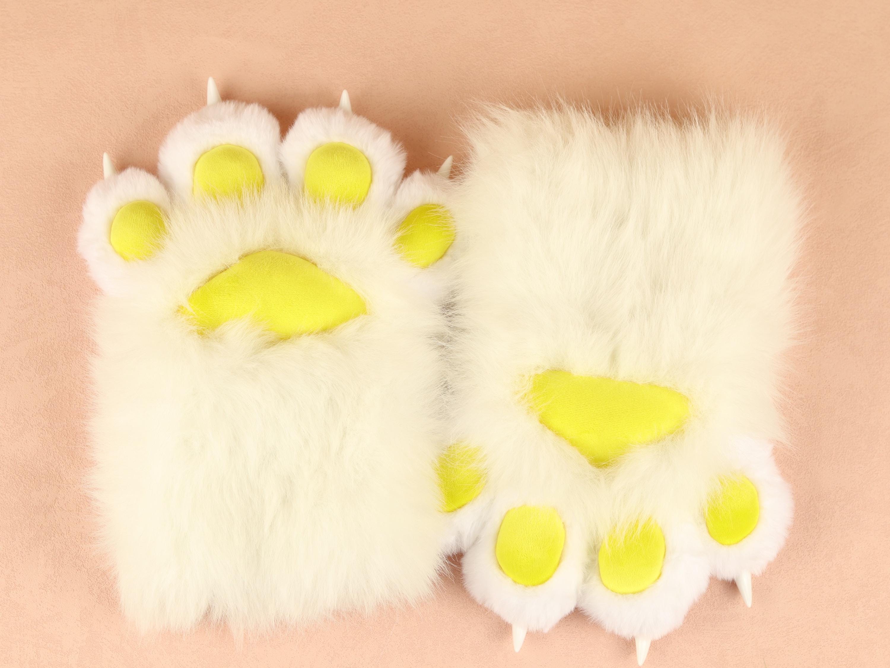 Squeaky Fursuit Paws Gloves Cute Black/Blue Fluffy Paw Gloves Furry Paw Glove With Fingernails For Fursuit Accessories Furry Gift For Friend