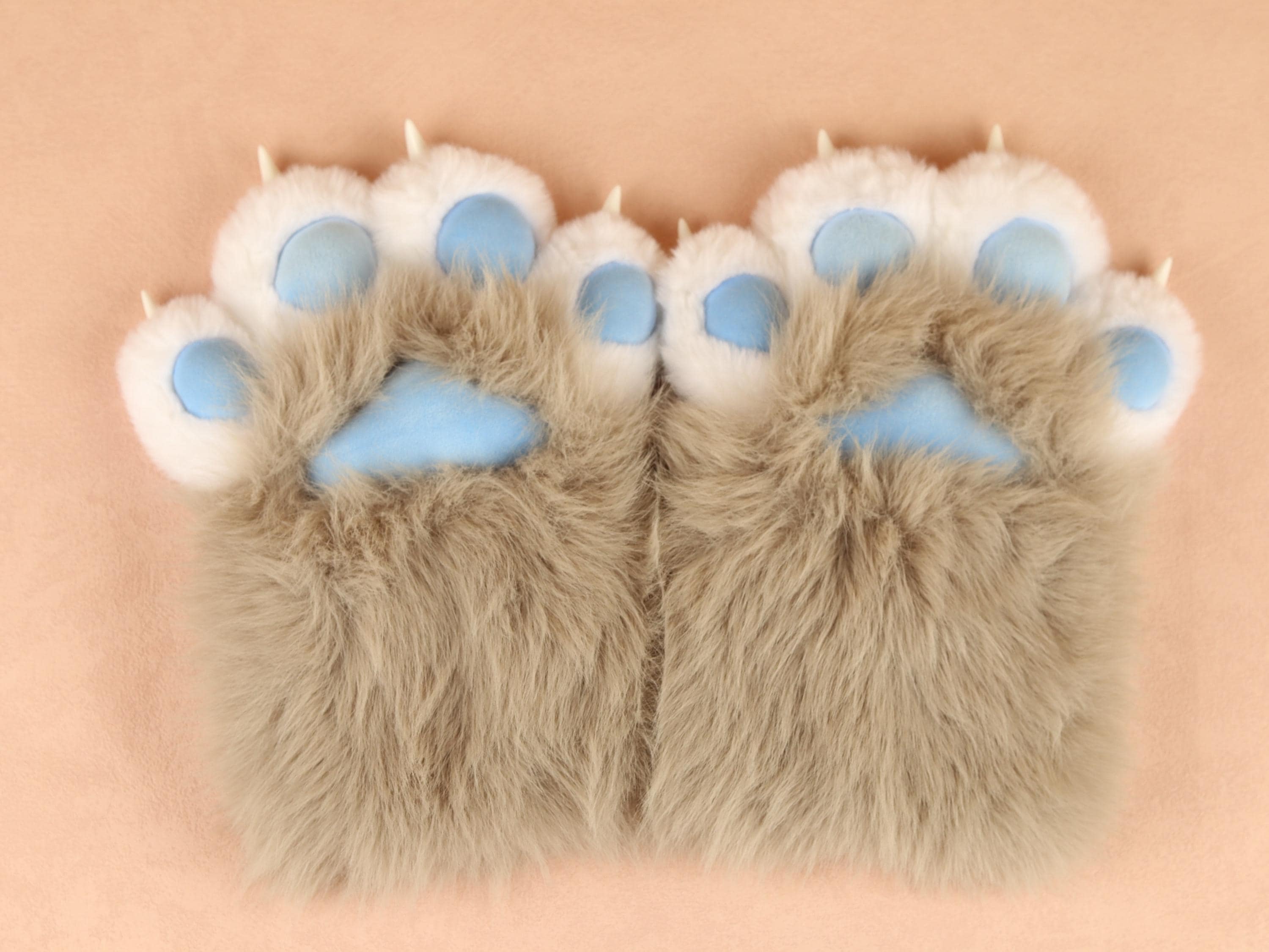 Squeaky Fursuit Paws Gloves Cute Black/Blue Fluffy Paw Gloves Furry Paw Glove With Fingernails For Fursuit Accessories Furry Gift For Friend
