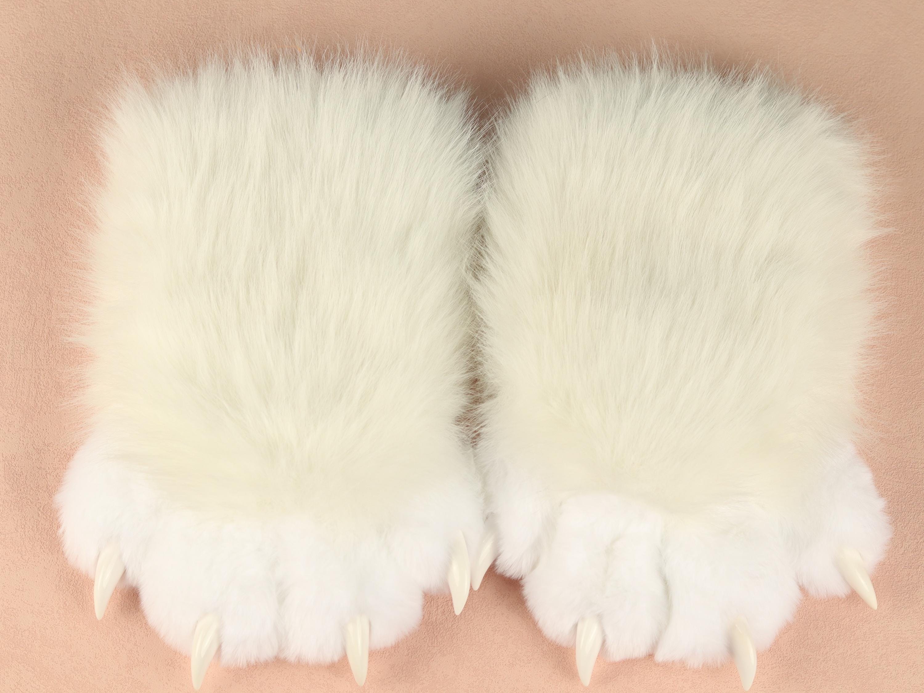 Squeaky Fursuit Paws Gloves Cute Black/Blue Fluffy Paw Gloves Furry Paw Glove With Fingernails For Fursuit Accessories Furry Gift For Friend