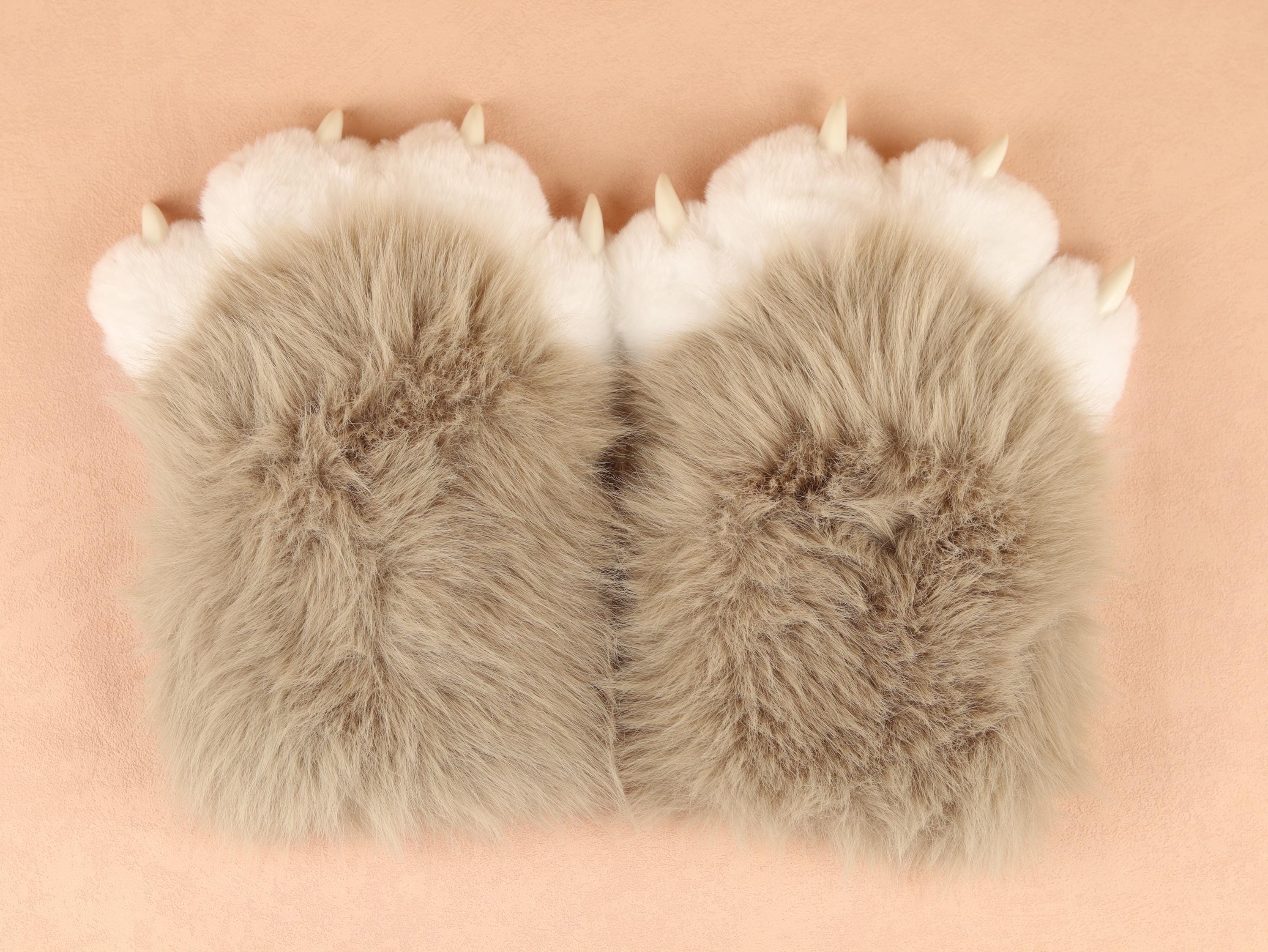 Squeaky Fursuit Paws Gloves Cute Black/Blue Fluffy Paw Gloves Furry Paw Glove With Fingernails For Fursuit Accessories Furry Gift For Friend