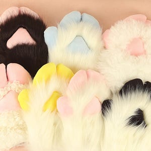 Sheep Fursuit Paws Gloves Black Goat Fluffy Paws Gloves Pink Furry Paws Gloves With Squeak Unique Gift Gloves For Fursuit Fan Birthday Gift