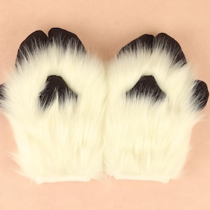 Sheep Squeak Fursuit Paws Gloves White Goat Fluffy Paws Gloves Blue Furry Paws Gloves Unique Gift Gloves For Fursuit Fan Birthday Gift