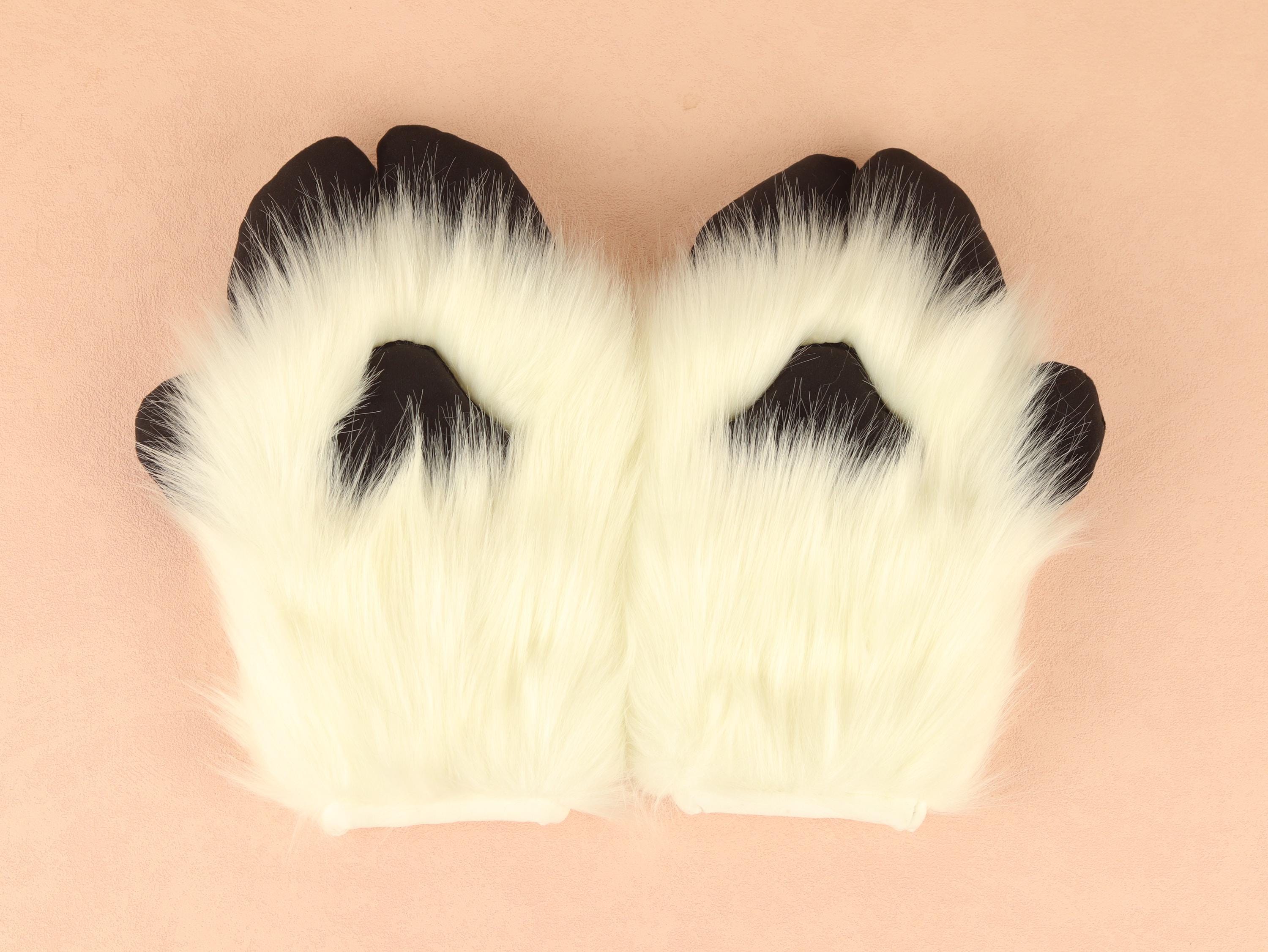 Sheep Squeak Fursuit Paws Gloves White Goat Fluffy Paws Gloves Blue Furry Paws Gloves Unique Gift Gloves For Fursuit Fan Birthday Gift