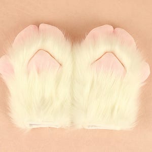 Squeak Sheep Fursuit Paws Gloves White Goat Fluffy Paws Gloves Pink Furry Paws Gloves Unique Gift Gloves For Fursuit Fan Birthday Gift