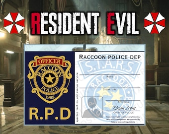 Raccoon Police ID Badge — Resident Evil STARS cosplay printable ID card, Halloween costume or prop