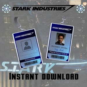 Imprimible / Stark Industries / Tarjeta de identificación / Credencial de identificación / Inspirado en el universo Marvel / 1+1 / Disfraz / Cosplay