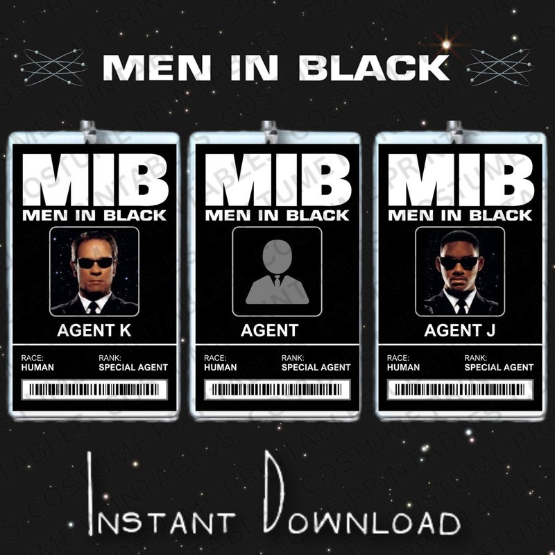 Printable Men in Black Badge Etsy